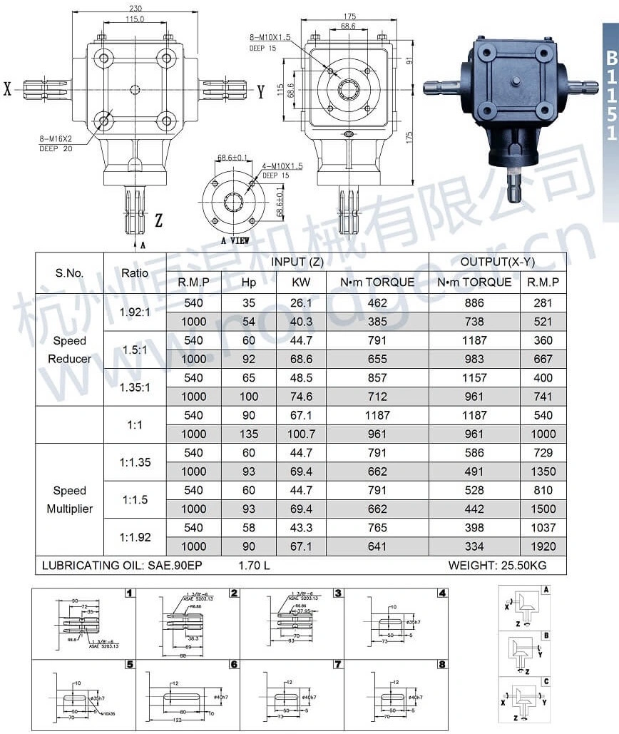 ND B1151 Factory Direct Price ATV 90 Degree Gearbox